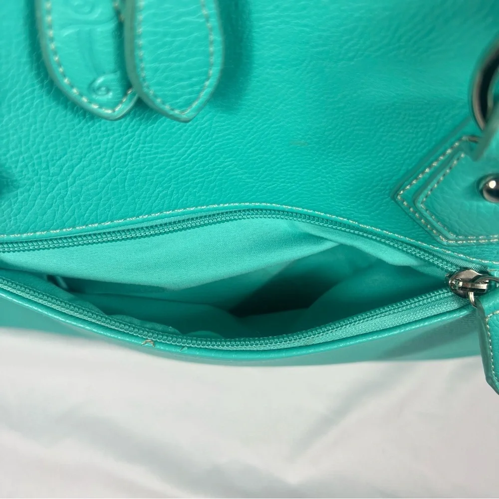 Initials Inc Chic Turquoise Satchel with Tassel Accent